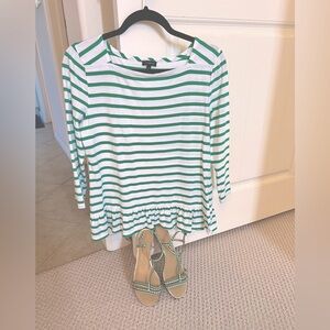 Talbots green and white top and matching sandals set. Medium M top, 7.5M shoes